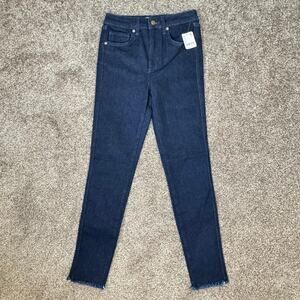 Free People We The Free NWT Size 27 Raw High-Rise Jegging Jeans Sapphire Blue